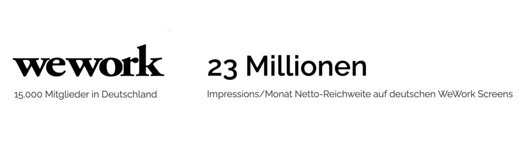 WeWork Deutschland 23 Millionen Nettoreichweite Marketing 15000 Mitglieder Besucher Werbung Zielgruppe Decision Makers Creatives Young Professionals Beruf CoWorking Co-Working Space